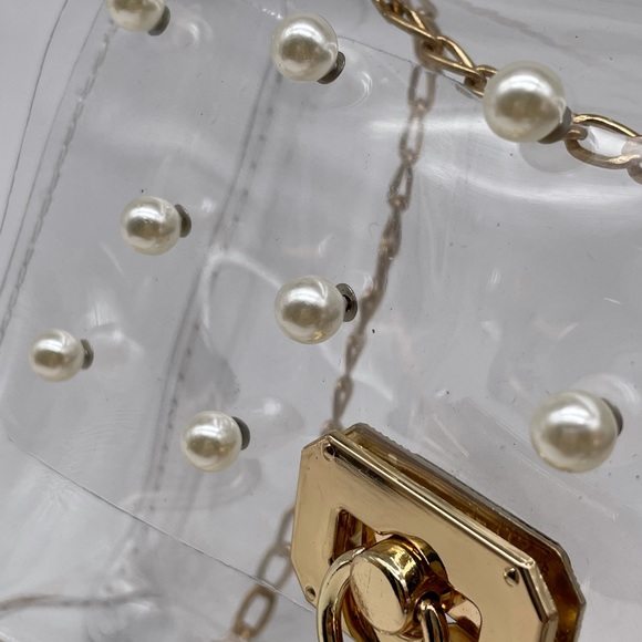 Clear purse cross over vinyl plastic clear pearl - Picture 5 of 5